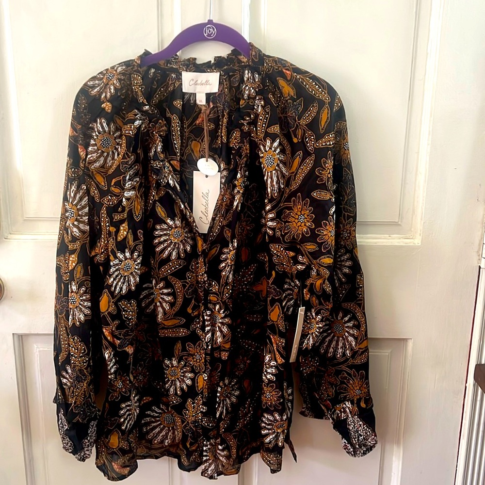 NWT. CLEOBELLA ALICIA MAGNOLIA BLOUSE. Floral print, 100% cotton. XL